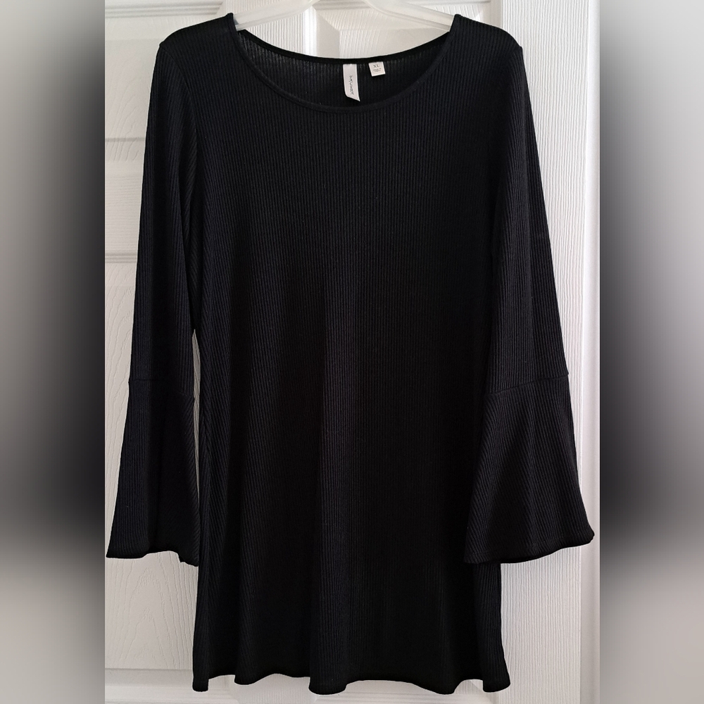 Tacera Black Relaxed Midi Dress